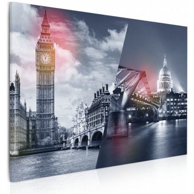 Malvis ® Obraz Černobílá koláž Londýna Velikost: 90x60 cm – Zboží Mobilmania