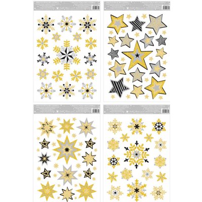 Anděl Přerov s.r.o. Okenní fólie vánoční - s glitry hvězdy a vločky 20 x 30cm – Hledejceny.cz