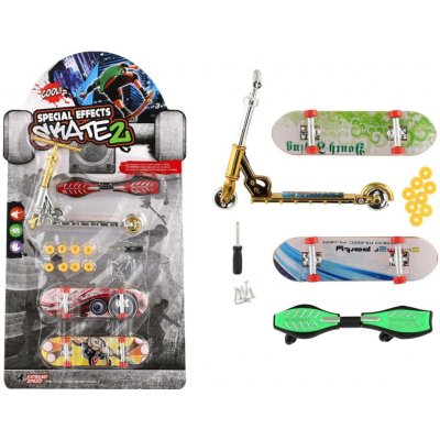 Teddies Sada skateboard šroubovací, koloběžka prstová, waveboard plast s doplňky mix druhů – Sleviste.cz