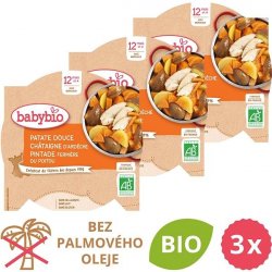 Babybio Sladké brambory s kaštanovým pyré a farmářskou perličkou 3 x 230 g