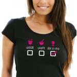 Dámské tričko Domácí práce VÍNO Černá, Bílo Růžová – Zboží Dáma