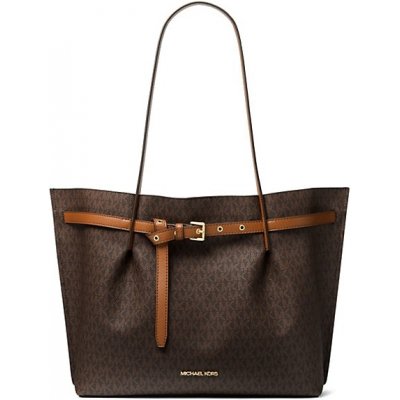 Michael Kors kabelka Emilia large shopper tote logo hnědá – Zboží Mobilmania