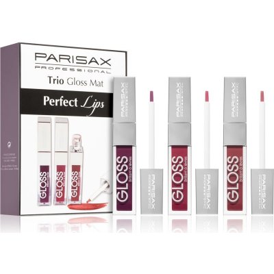 Parisax Perfect Lips Mat Violine lesk na rty 6 g + Mat Rose Passion lesk na rty 6 g + Mat Nude Rose lesk na rty 6 g dárková sada – Zbozi.Blesk.cz