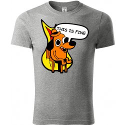 MemeMerch tričko This is fine. tmavě šedý melír