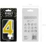 PartyDeco Narozeninová svíčka 4 zlatá 7cm – Zboží Dáma