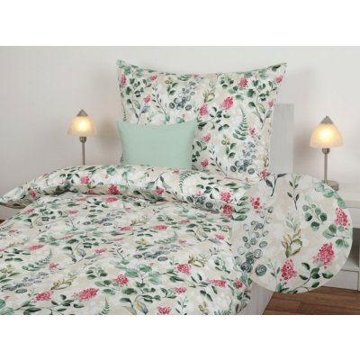 JAN peří Luxusní povlečení z bavlněného saténu kvítí s kapradinou Polštář 40 x 30 cm – Sleviste.cz