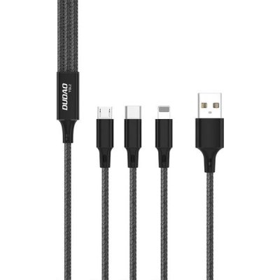 Dudao TGL2 USB 3v1 - USB Type C, Micro USB, Lightning 6A, 1,2m, černý – Zbozi.Blesk.cz