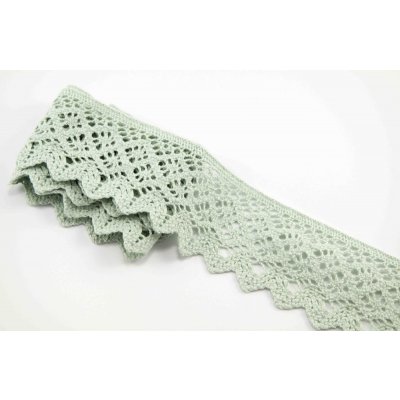 Bavlněná paličkovaná krajka - vintage zelená - šířka 5 cm – Zboží Dáma