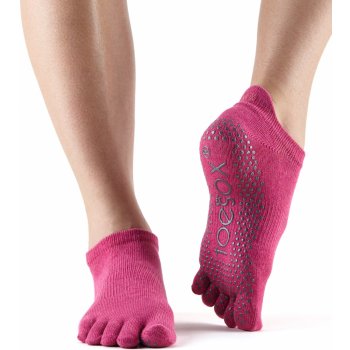 ToeSox LOW RISE prstové protiskluzové ponožky RASPBERRY
