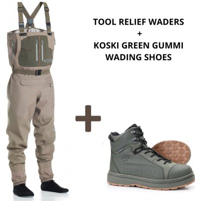VISION Brodící kalhoty Tool Relief Wader, vel. MS+ Vision Brodící boty KOSKI Green, Gumová podrážka, vel. US 11 - EU 44 – Zboží Mobilmania