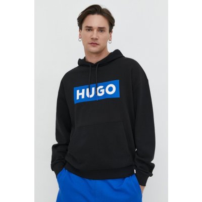 Hugo Blue černá s kapucí s potiskem 50522370