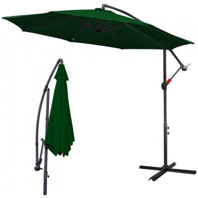 Yakimz 3,5m slunečník UV40+ Camping Pendulum Umbrella Pavilion Garden Umbrella Zelená – Zboží Mobilmania