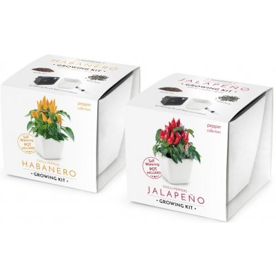 VYPĚSTUJ SI CHILLI PAPRIČKY HABANERO + JALAPEŇO, SAMOZAVLAŽOVACÍ KVĚTINÁČE BÍLÝ 13X13 CM, DOMESTICO – Sleviste.cz