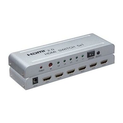 PremiumCord 4Kx2K@60Hz HDMI switch 5:1 kovový s dálkovým ovladačem a napájecím adaptérem KHSWIT51E – Zboží Živě