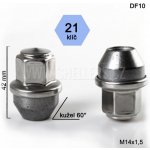 Kolová matice M14x1,5 Ford Transit, Tesla, kužel, klíč 21, DF10 uzavřená, nerez. krytka, výška 42 – Sleviste.cz