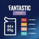 Felix Fantastic s hovězím kuřetem lososem a tuňákem v želé 44 x 85 g