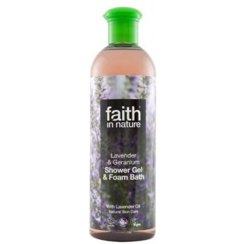 Faith in Nature 2v1 Levandule a Pelargónie sprchový gel a pěna do koupele 250 ml