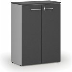 Primo Kancelářská skříň s dveřmi GRAY, 1087 x 800 x 420 mm, šedá/grafit – Zbozi.Blesk.cz