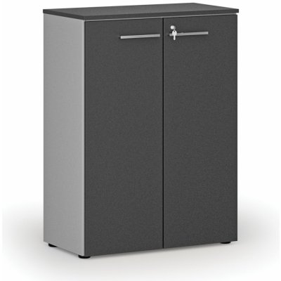 Primo Kancelářská skříň s dveřmi GRAY, 1087 x 800 x 420 mm, šedá/grafit – Zbozi.Blesk.cz