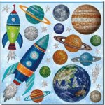 IMPOL TRADE SLKKOS-02 Samolepky na zeď kosmos rozměr 37 x 40,4 cm – Zboží Dáma