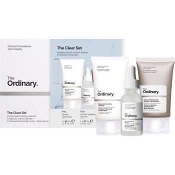 The Ordinary The Clear Set Glucoside Foaming Cleanser čisticí gel 50 ml + Salicylic Acid 2% Solution pleťové sérum 30 ml + Natural Moisturizing Factors + Beta Glucan hydratační gel krém 30 ml