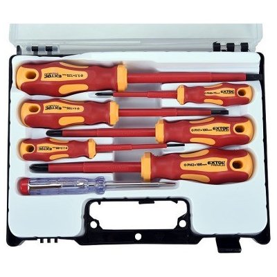 Šroubováky elektrikářské se zkoušečkou, sada 7ks, 3x(-),3x(PH), CrV EXTOL-PREMIUM – Zboží Dáma