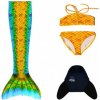 Dětský karnevalový kostým Set mořská panna FIJI + dvojdílné plavky + mono ploutev Žlutá 170