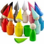 Montessori Ulanik dřevěná hračka "Peg Dolls with Hats in Cups" – Zboží Dáma