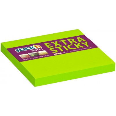 Stick´n Samolepicí bločky Stick´n by Hopax Extra Sticky - 76 x 76 mm / 90 lístků / neon zelená – Hledejceny.cz