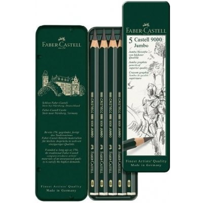 Faber-Castell 9000 grafitová tužka plechová krabička 5 ks – Zboží Živě