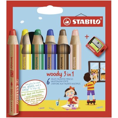 STABILO woody 3 in 1 6 ks s ořezávátkem – Sleviste.cz