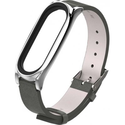 Xiaomi Mi Band 3/4/5/6 Kožený style řemínek Šedostříbrná MBSCZ-5KO07 – Hledejceny.cz