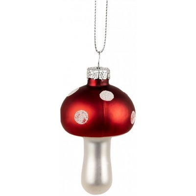 Clayre & Eef Závěsná skleněná ozdoba houba Muchomůrka - Ø 4*7 cm – Hledejceny.cz