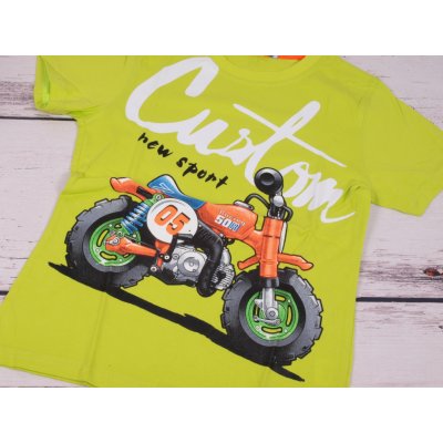 triko tričko Kugo s motorkou krátký rukáv limetkové – Zboží Mobilmania