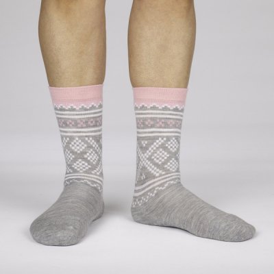 SAFA dámské merino ponožky s klasickým vzorem s vlněným froté na podrážce šedá