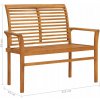 Zahradní lavice VidaXL Zahradní lavice s šedou poduškou 112 cm masivní teak