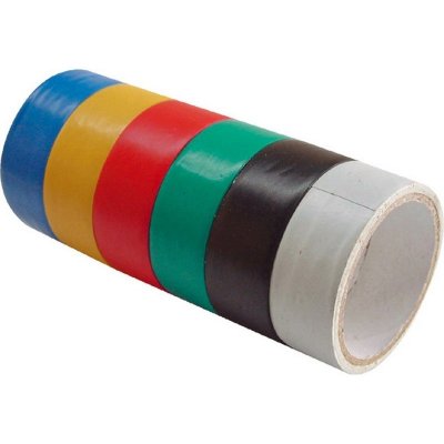 Pásky izolační PVC, sada 6ks, 19mmx0,13mmx3m, různé barvy, šířka 19x0,13mm, EXTOL CRAFT 9550