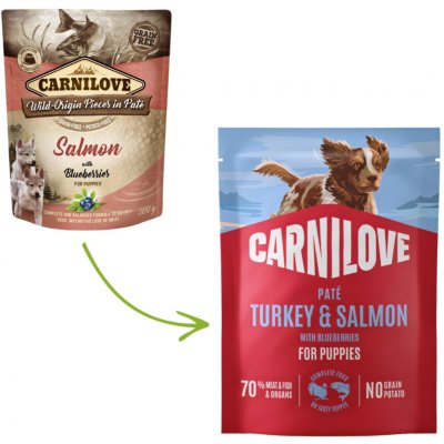 Carnilove Dog Paté Turkey & Salmon with Blueberries for Puppies 300 g – Hledejceny.cz