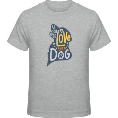 Premium Tričko pro Děti Design Vše co potřebujete je láska a pes Sportovní šedá Dětské – Zboží Mobilmania