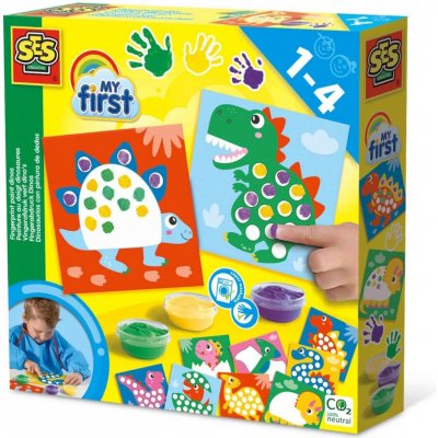 SES CREATIVE Prstové barvy 3x45ml baby kreativní set dobarvi si dinosaura 14442x – Hledejceny.cz