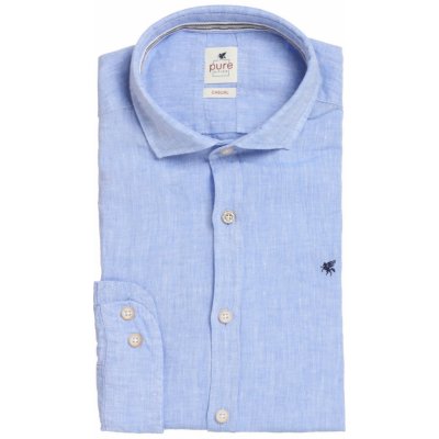 Pure Casual fit lněná košile modrá – Zboží Mobilmania