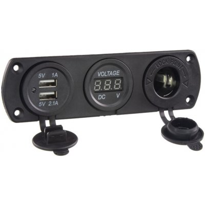 STU 34695 Trojitá zásuvka do panelu CL, Voltmetr, 2x USB nabíječka | Zboží Auto