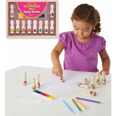 Melissa & Doug Wooden Stamp Set, Happy Handles