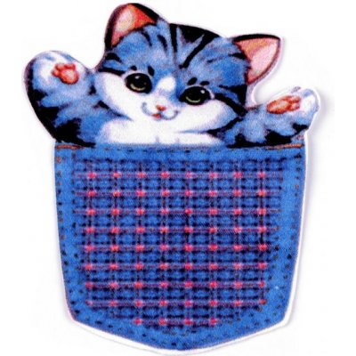 Textilní aplikace / nášivka kočka v kapsičce 1 modrá dětská – Zboží Mobilmania
