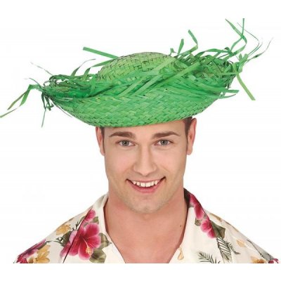 Slaměný klobouk roztřepený zelený