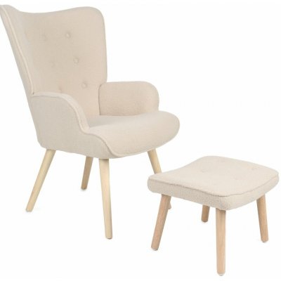 Autronic Paris II + taburet masiv látka krémové / béžové – Hledejceny.cz