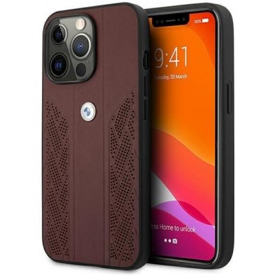 Pouzdro BMW hard iPhone 13 / 13 Pro red Leather Curve Perforate