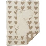 Klippan Švédsko Vlněná dětská deka Moomin Heart taupe Béžová – Zboží Mobilmania
