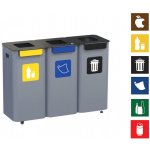 Alda Sada 3 ks kovových venkovních odpadkových košů Modular Hood na tříděný odpad, 3 x 70 l – Zboží Dáma