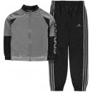 Adidas Linear Logo Tracksuit Junior Boys DkGrey Blk Wht